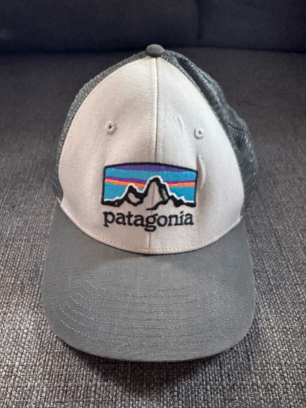 Patagonia Trucker Hat Gray Mesh Back Logo Organic Cotton Adjustable